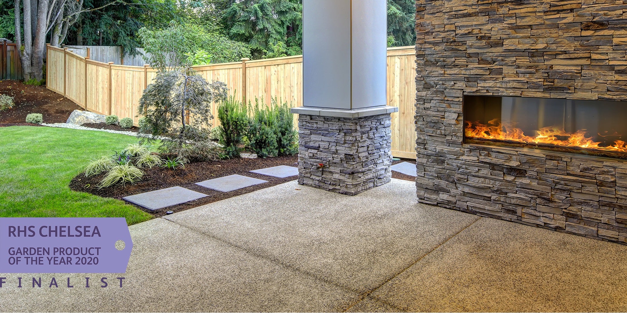 Patio with fire place