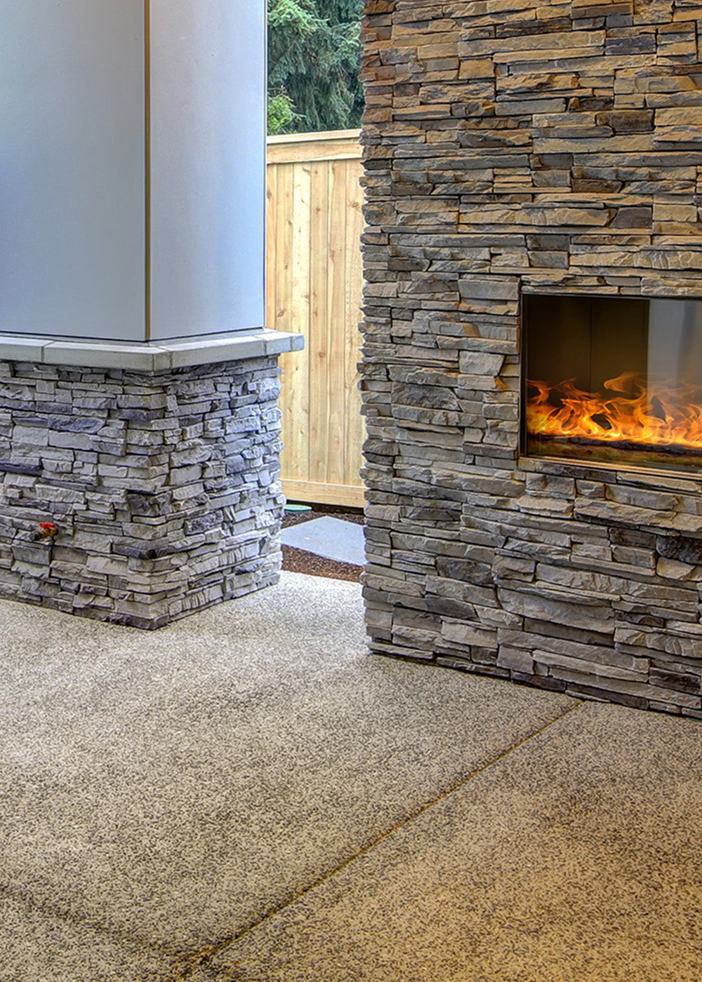 Patio with fire place RHS Logo